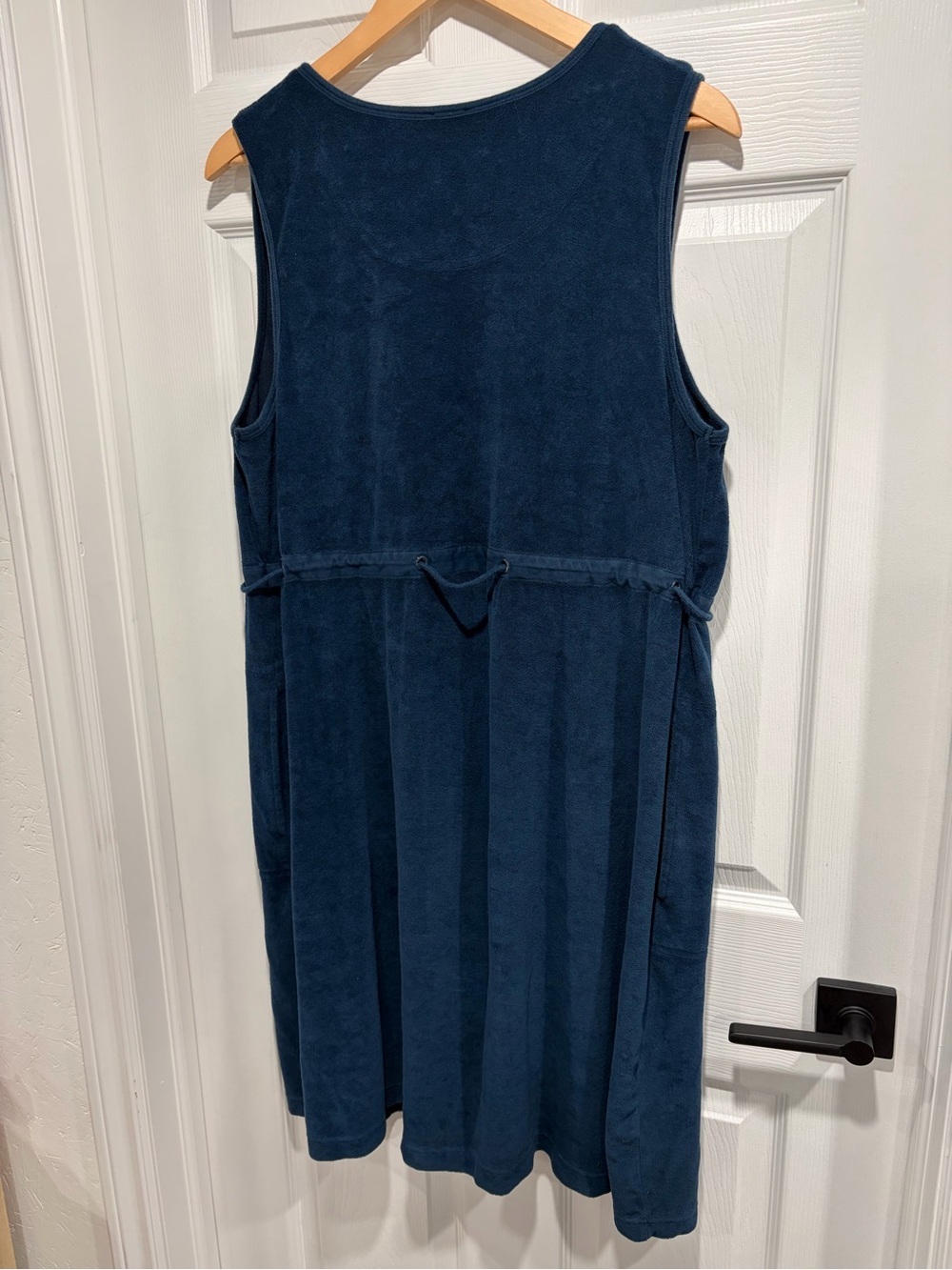 Penningtons Women’s Navy Blue Terry Cloth Dress V-Neck Design Drawstring Waist - Picture 7 of 10